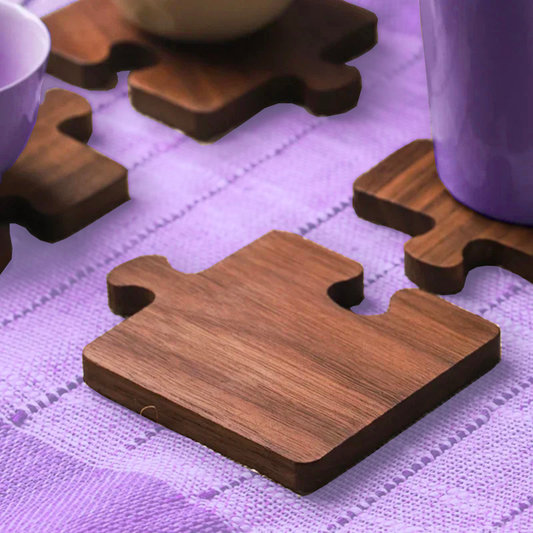 Wooden Puzzle Piece Coasters (4pcs)